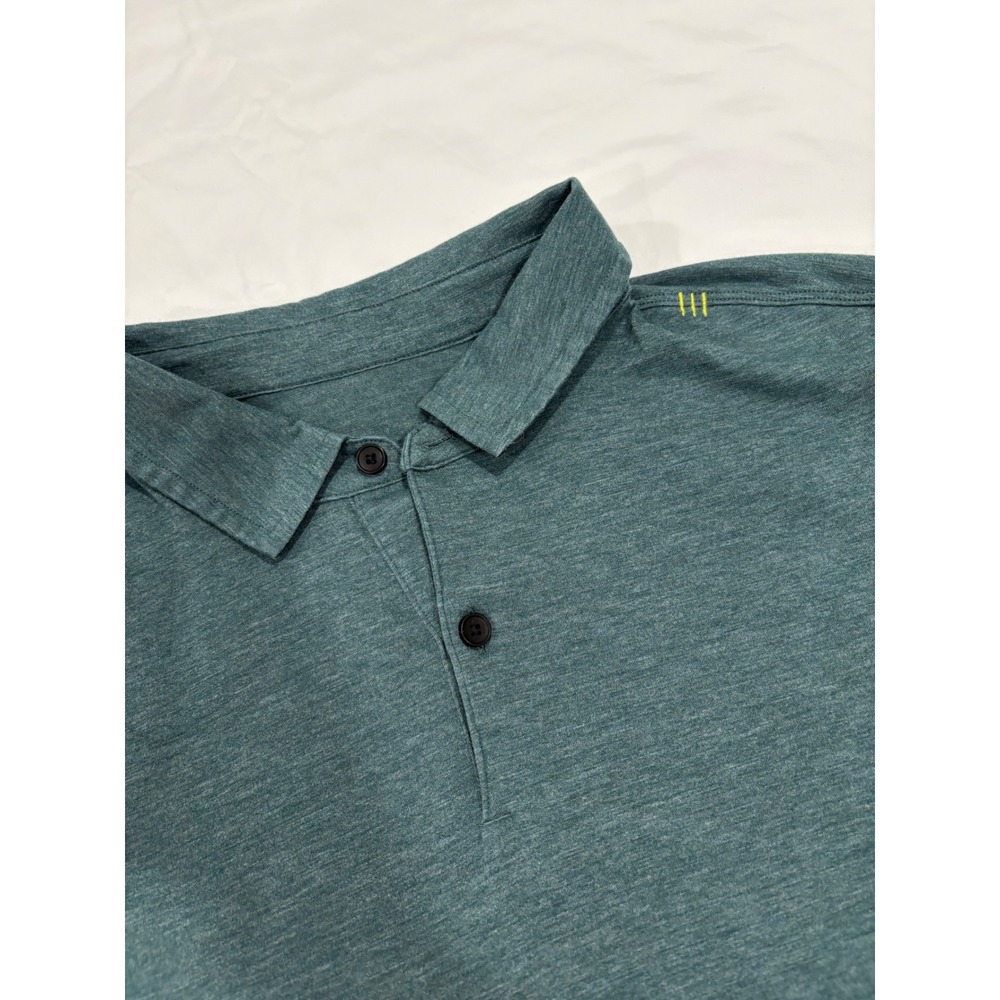 Lululemon Men's Polo Short Sleeve Shirt Collared Green Heather Teal Size Medium - Picture 2 of 5
